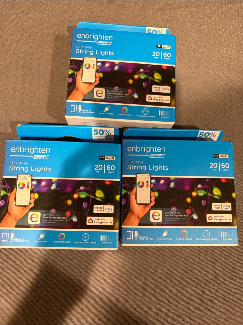 enbrighten Smart LED Wi‑Fi String Lights - Lot of 3 NIB